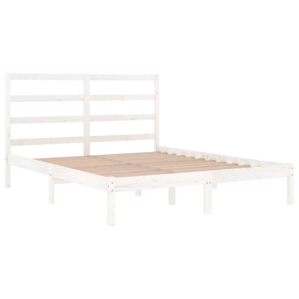 Bed Frame White Solid Wood 137x187 cm Double Size