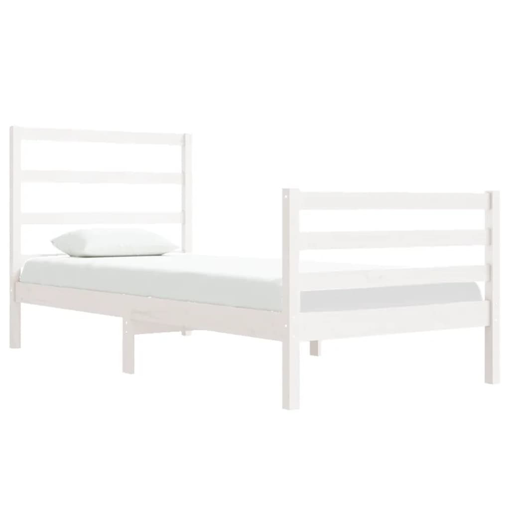 Bed Frame White Solid Wood Pine 92x187 cm Single Size