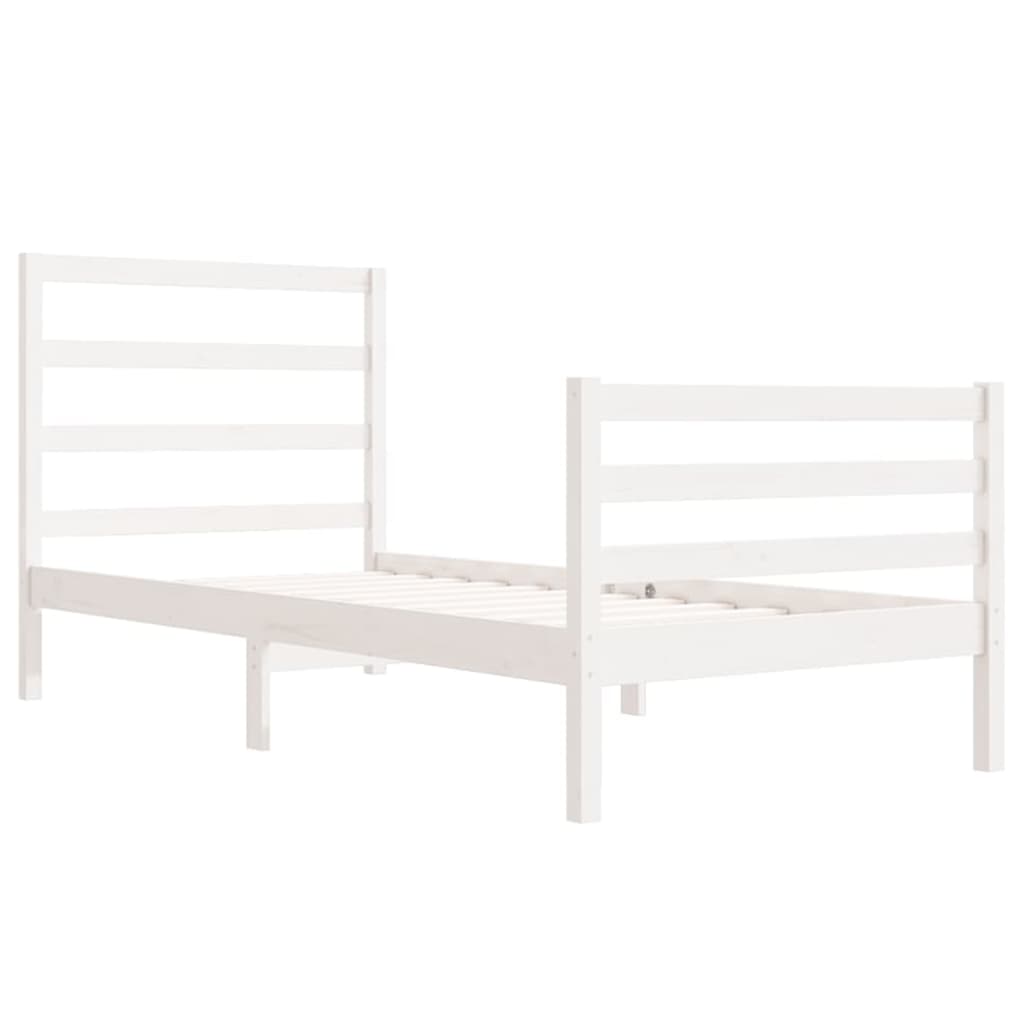 Bed Frame White Solid Wood Pine 92x187 cm Single Size