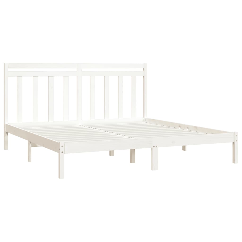 Bed Frame White Solid Wood 183x203 cm King Size