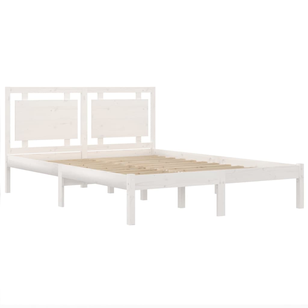 Bed Frame White Solid Wood 153x203 cm Queen Size