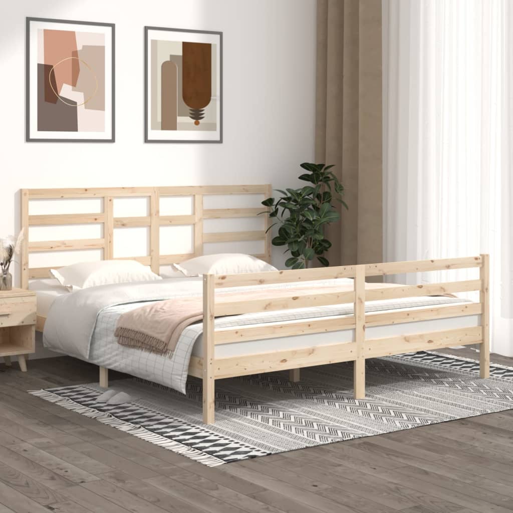 Bed Frame Solid Wood 183x203 cm King Size