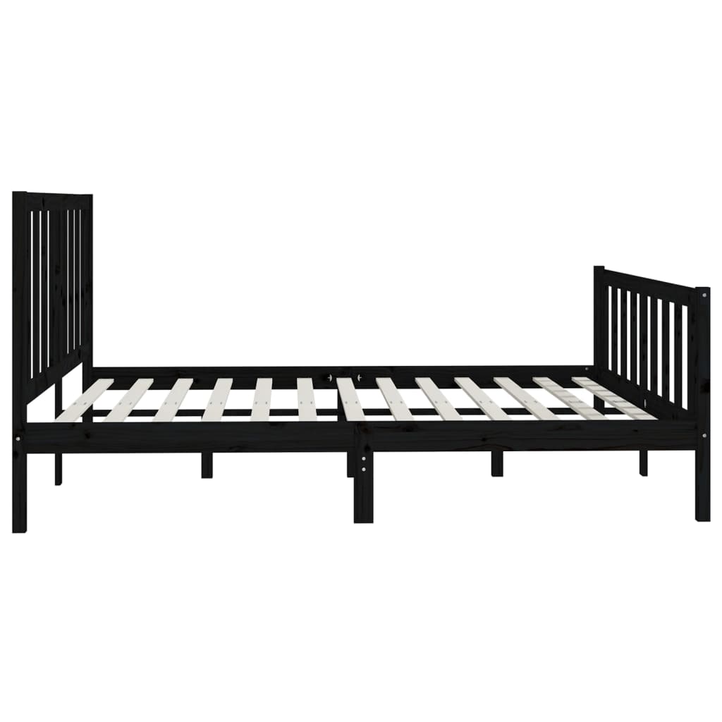 Bed Frame Black Solid Wood 183x203 cm King Size