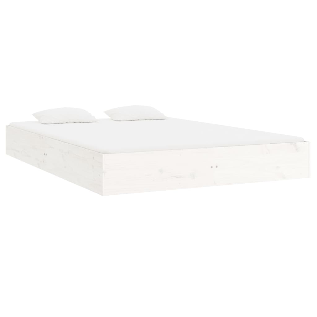 Bed Frame White Solid Wood 153x203 cm Queen Size