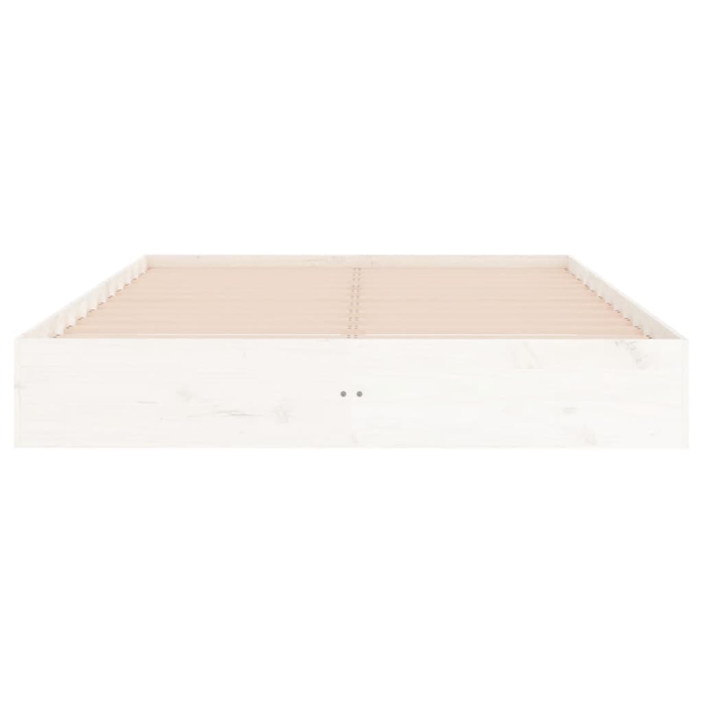 Bed Frame White Solid Wood 153x203 cm Queen Size