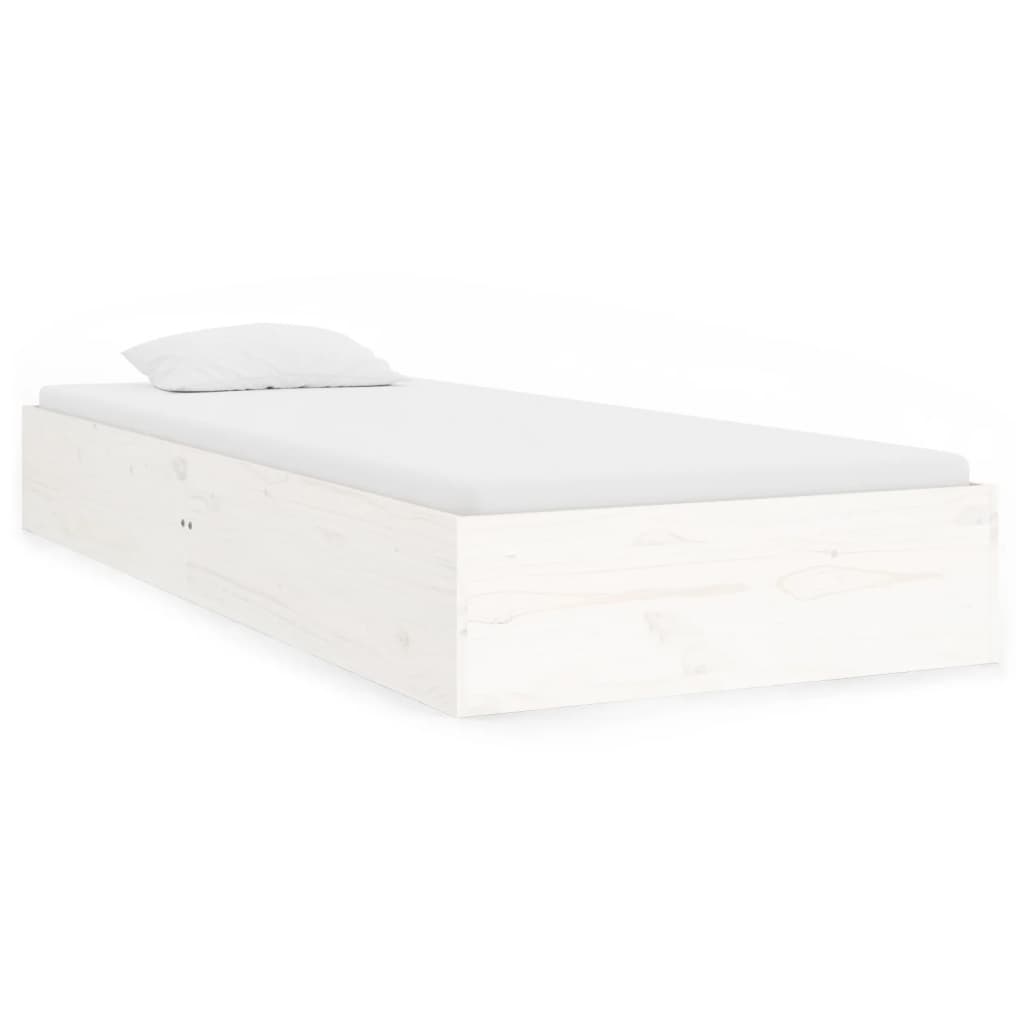 Bed Frame White Solid Wood 92x187 cm Single Size