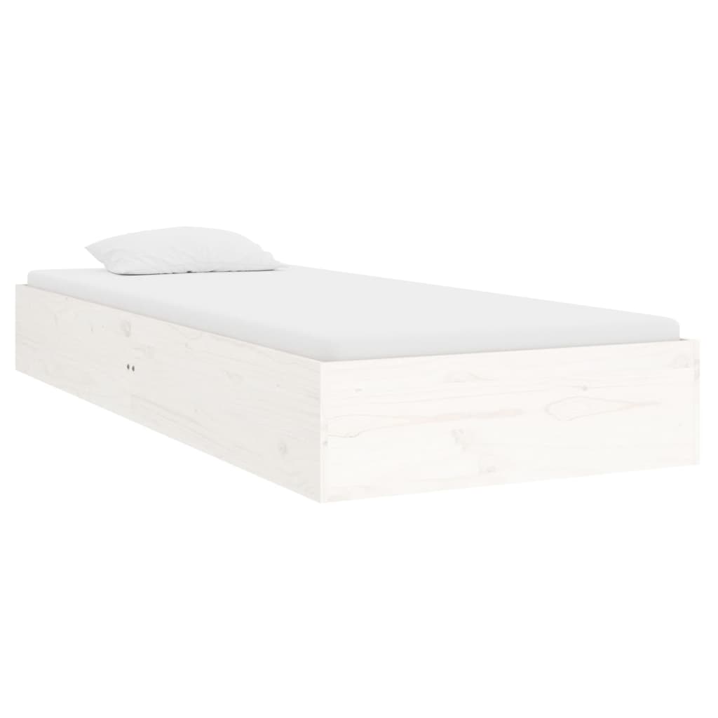 Bed Frame White Solid Wood 92x187 cm Single Size