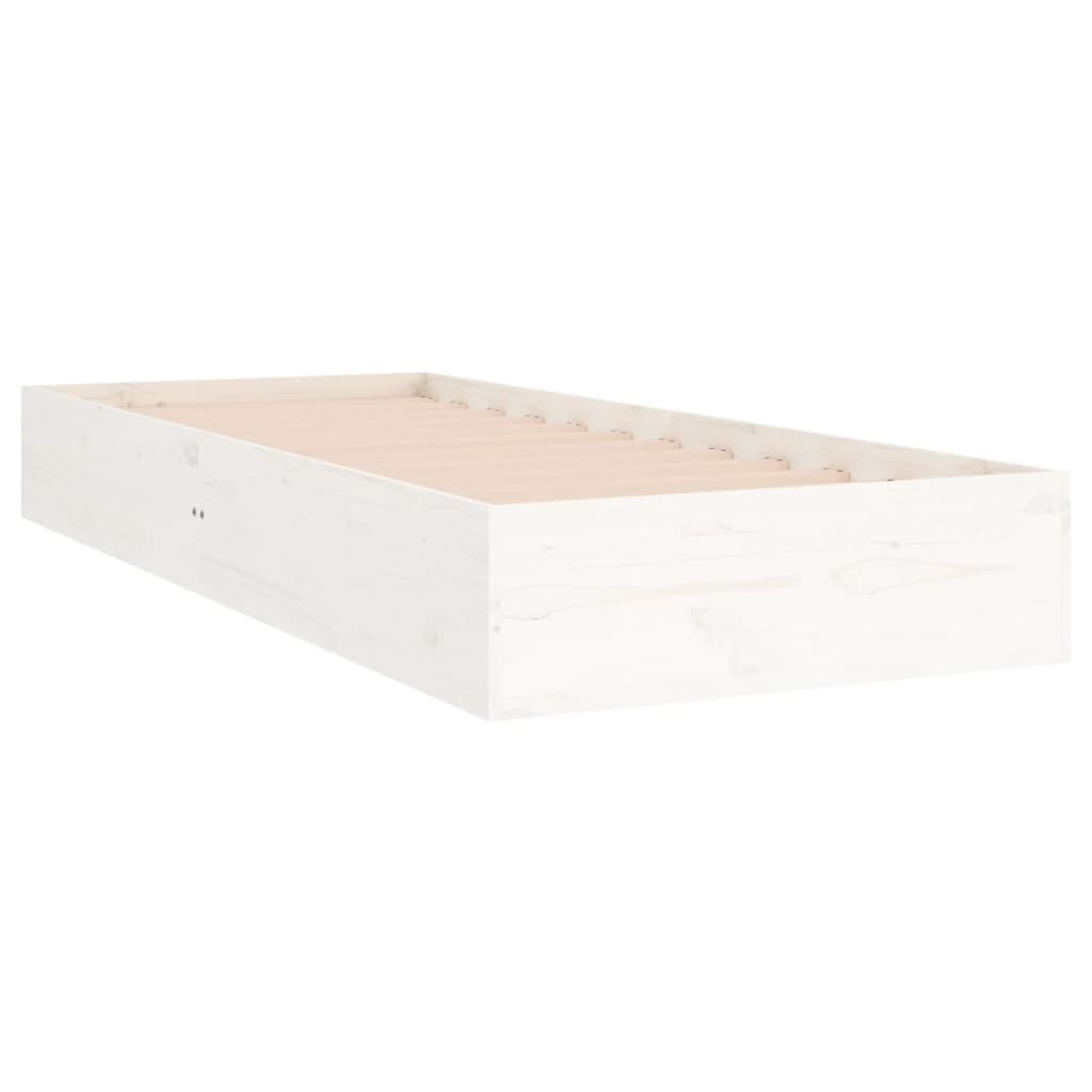 Bed Frame White Solid Wood 92x187 cm Single Size