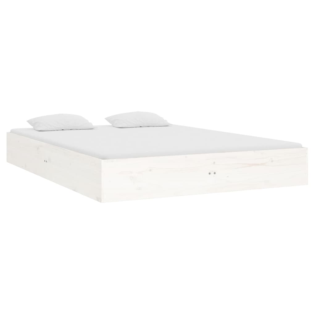 Bed Frame White Solid Wood 137x187 cm Double Size