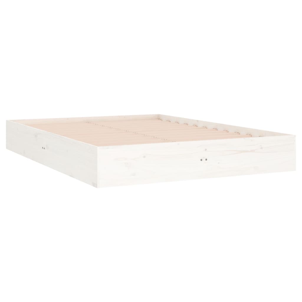 Bed Frame White Solid Wood 137x187 cm Double Size