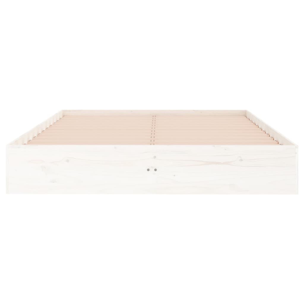 Bed Frame White Solid Wood 137x187 cm Double Size