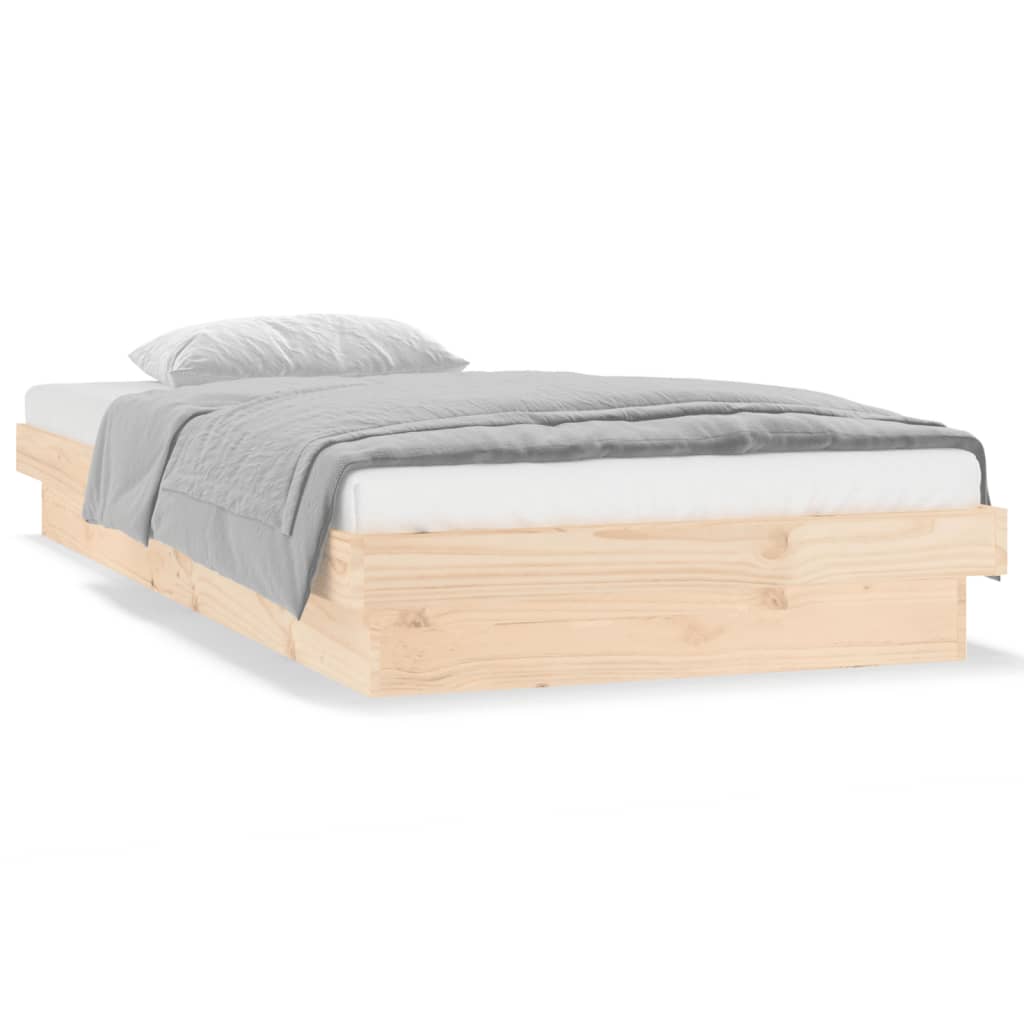 LED Bed Frame 92x187 cm Single Size Solid Wood