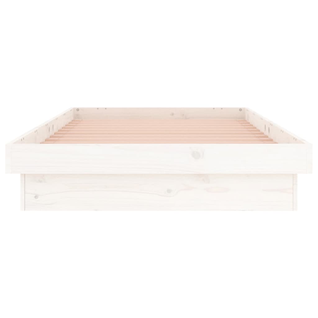 LED Bed Frame White 92x187 cm Single Size Solid Wood