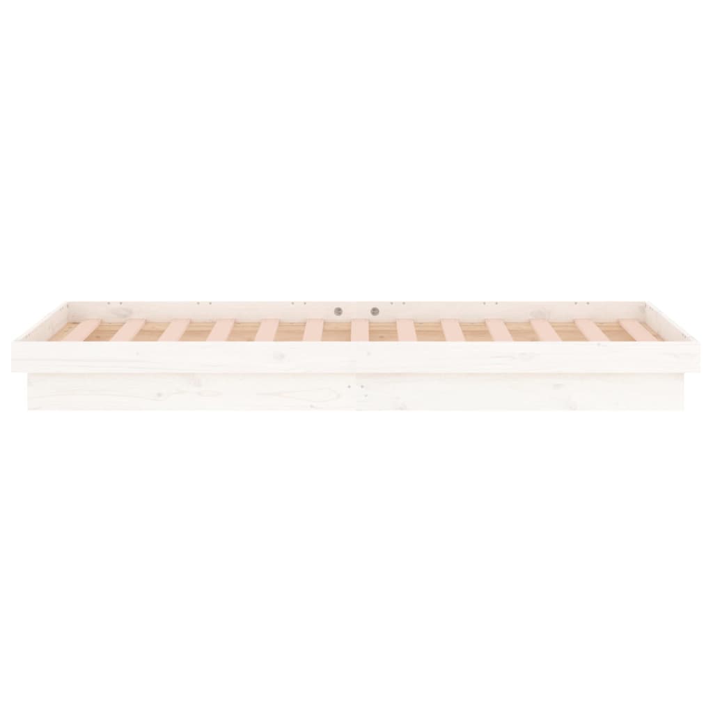 LED Bed Frame White 92x187 cm Single Size Solid Wood