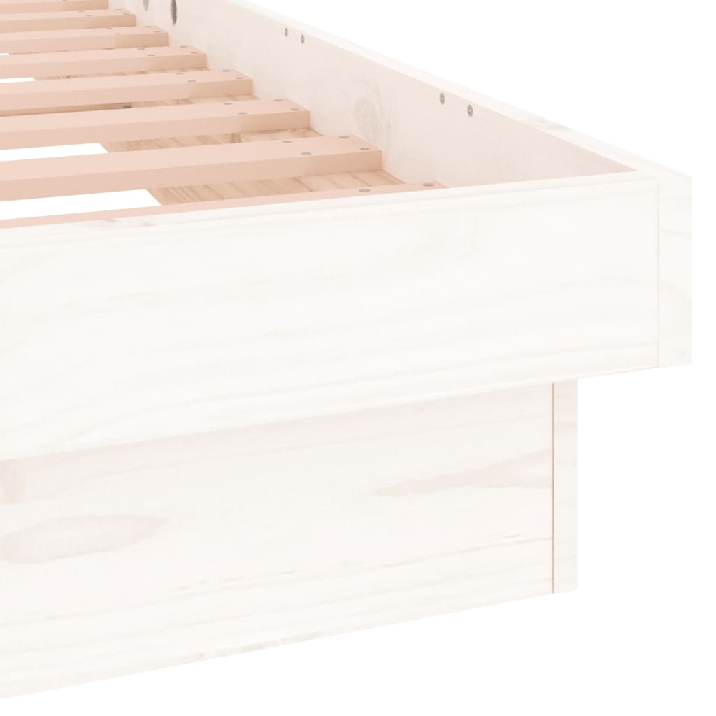 LED Bed Frame White 92x187 cm Single Size Solid Wood