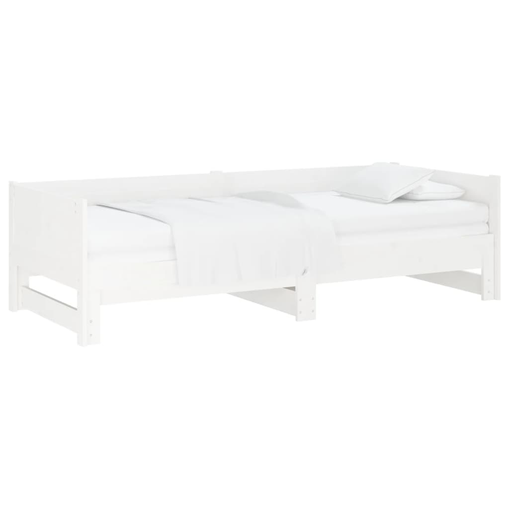 Pull-out Day Bed White Solid Wood Pine 2x(92x187) cm Single Size