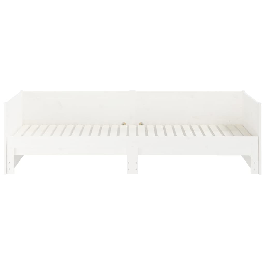 Pull-out Day Bed White Solid Wood Pine 2x(92x187) cm Single Size