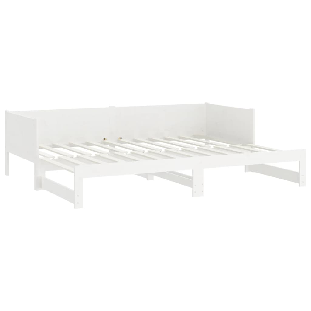 Pull-out Day Bed White Solid Wood Pine 2x(92x187) cm Single Size