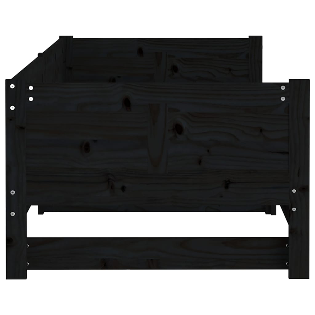 Pull-out Day Bed Black Solid Wood Pine 2x(92x187) cm Single Size