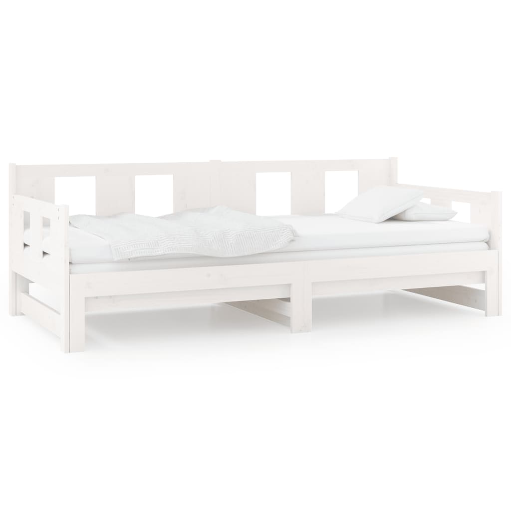 Pull-out Day Bed White Solid Wood Pine 2x(92x187) cm Single Size