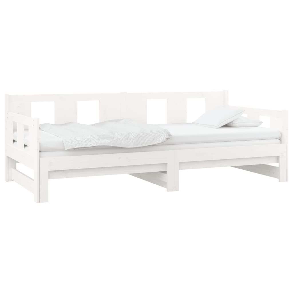 Pull-out Day Bed White Solid Wood Pine 2x(92x187) cm Single Size