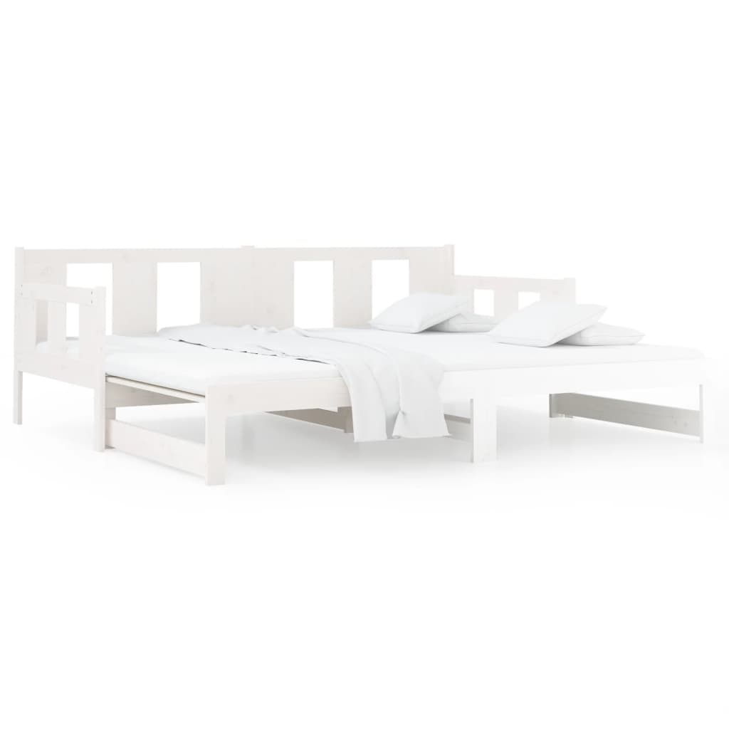 Pull-out Day Bed White Solid Wood Pine 2x(92x187) cm Single Size