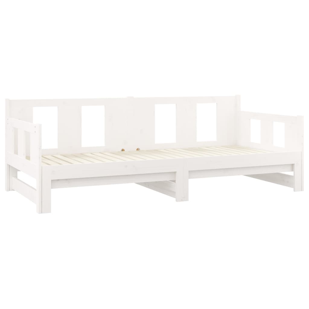 Pull-out Day Bed White Solid Wood Pine 2x(92x187) cm Single Size