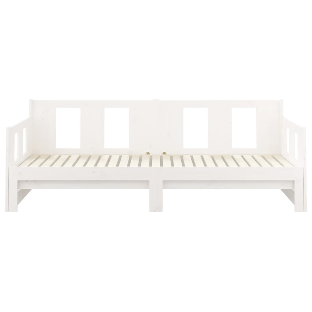 Pull-out Day Bed White Solid Wood Pine 2x(92x187) cm Single Size