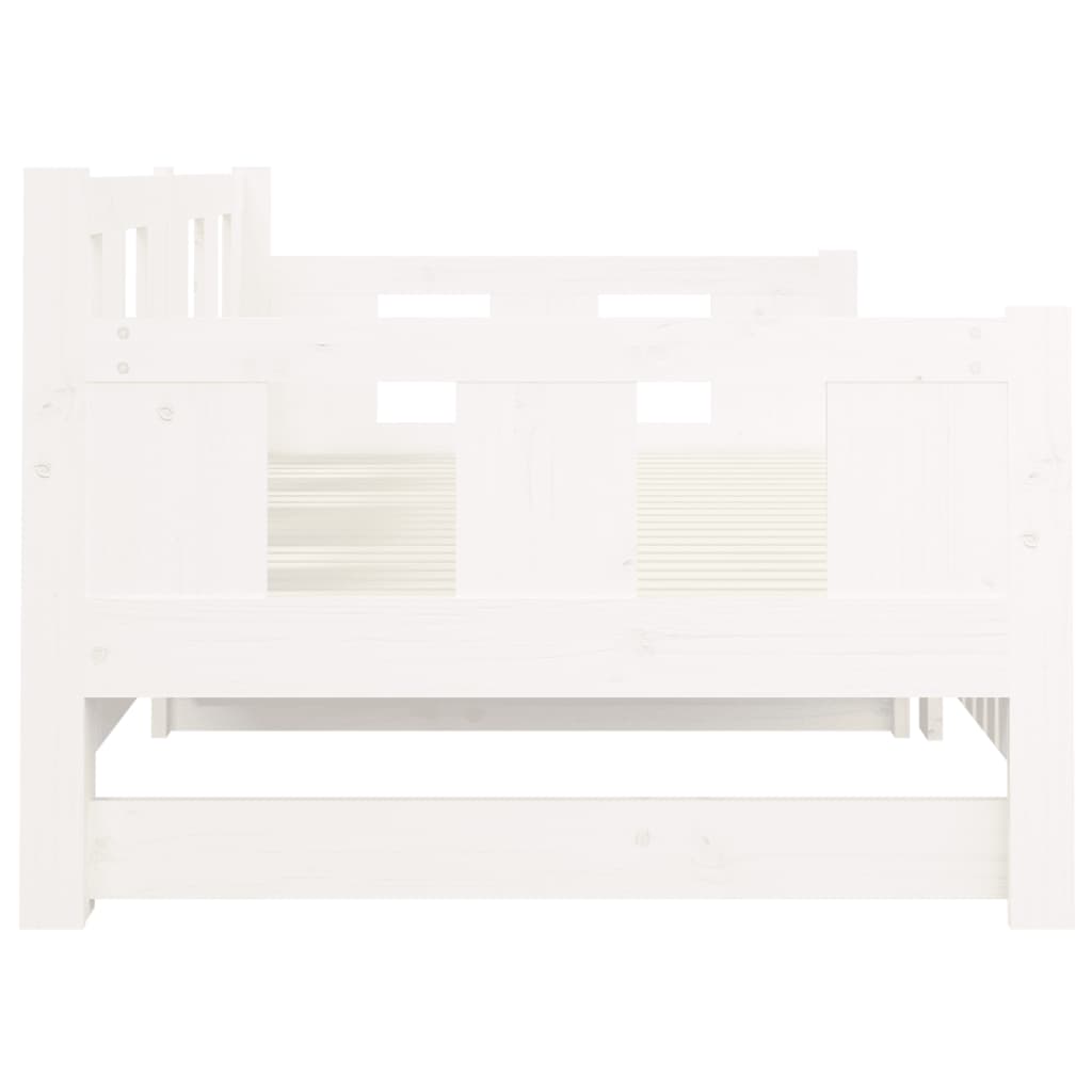 Pull-out Day Bed White Solid Wood Pine 2x(92x187) cm Single Size