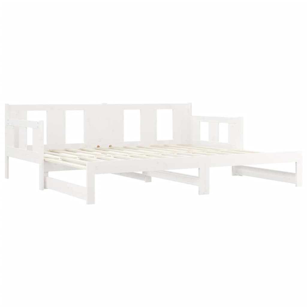 Pull-out Day Bed White Solid Wood Pine 2x(92x187) cm Single Size