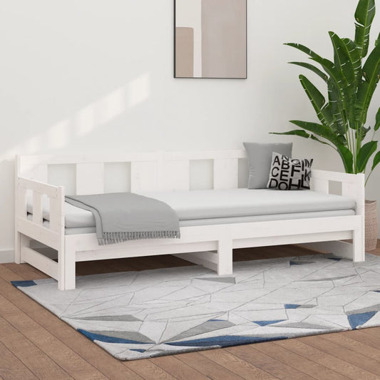 Pull-out Day Bed White Solid Wood Pine 2x(92x187) cm Single Size