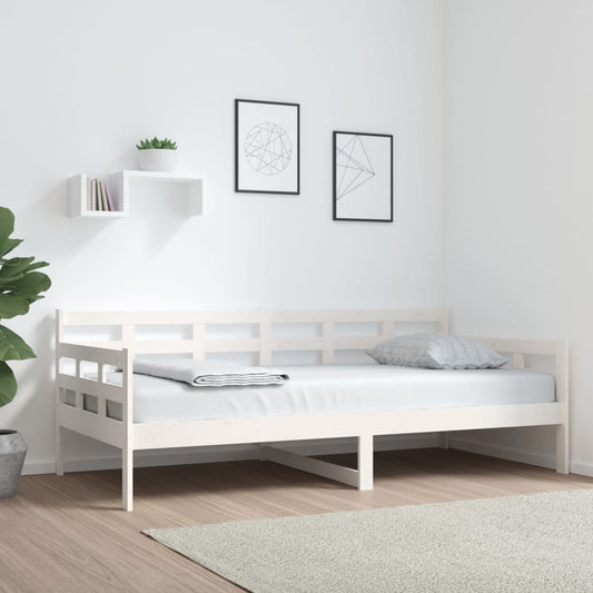 Day Bed White Solid Wood Pine 92x187 cm Single Size