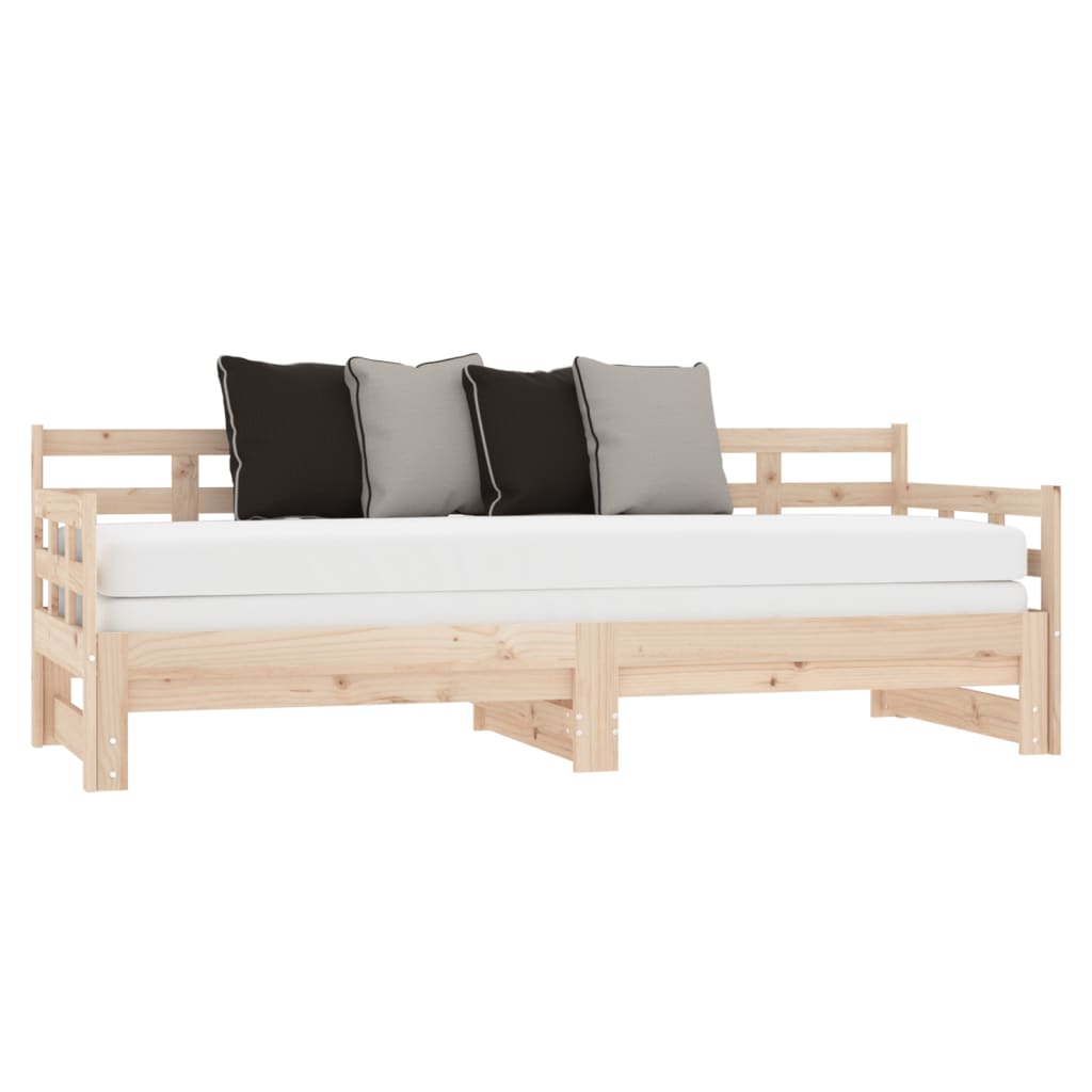 Pull-out Day Bed Solid Wood Pine 2x(92x187) cm Single Size