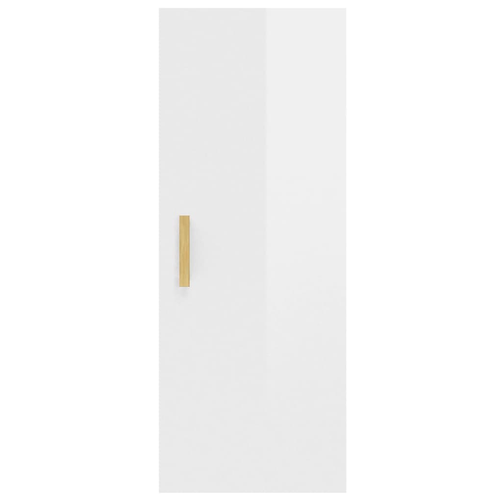 Wall Cabinet High Gloss White 34.5x34x90 cm Engineered Wood