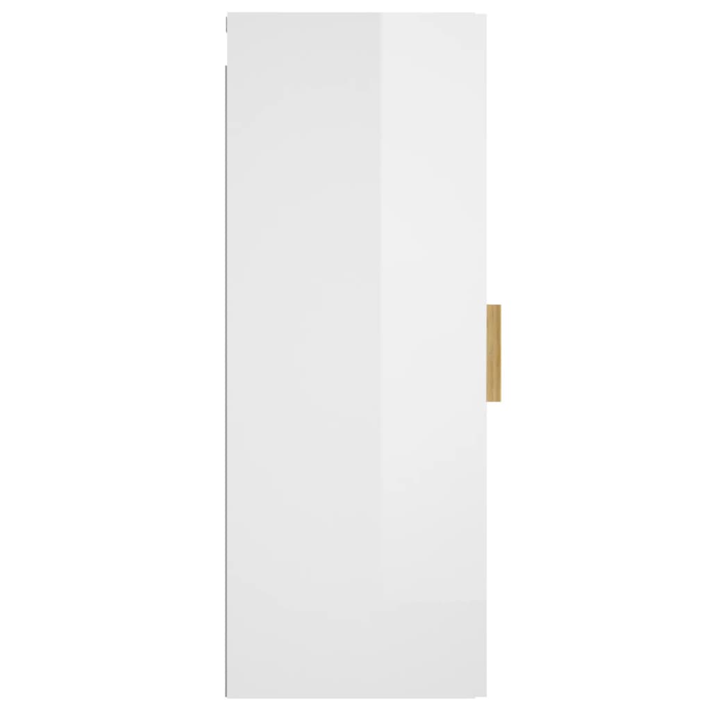 Wall Cabinet High Gloss White 34.5x34x90 cm Engineered Wood