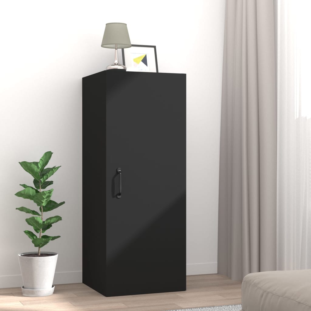 Hanging Wall Cabinet Black 34.5x34x90 cm Engineered Wood