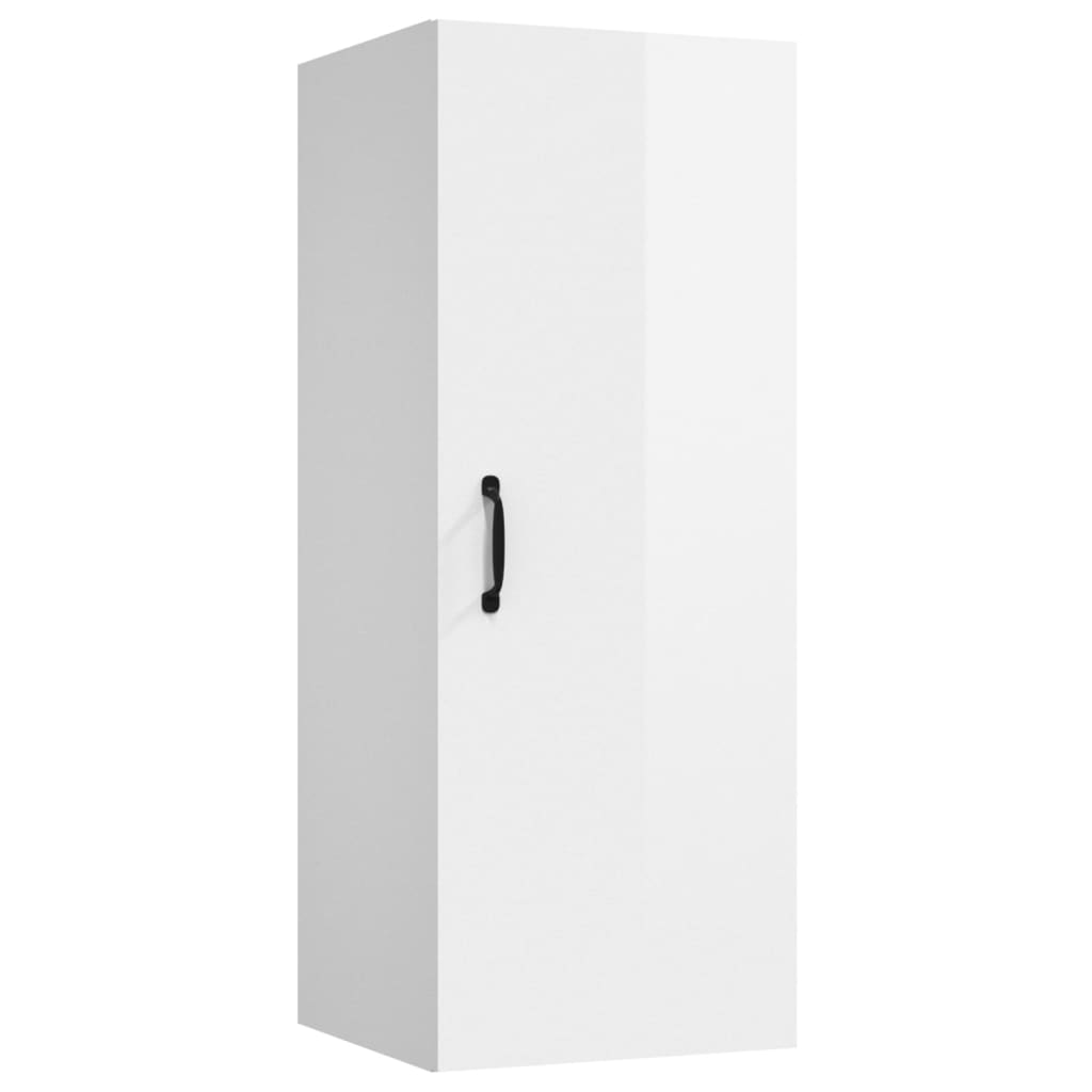 Hanging Wall Cabinet High Gloss White 34.5x34x90 cm Engineered Wood