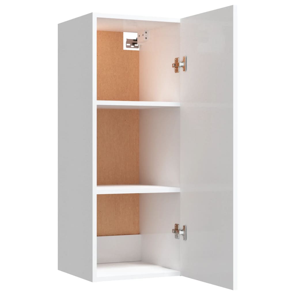 Hanging Wall Cabinet High Gloss White 34.5x34x90 cm Engineered Wood