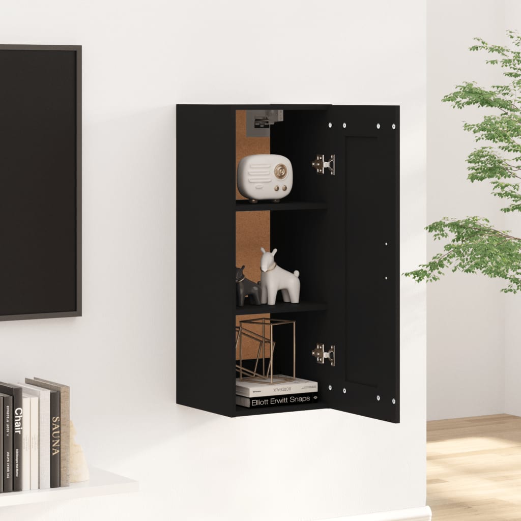 Wall Cabinet Black 35x34x90 cm Engineered Wood