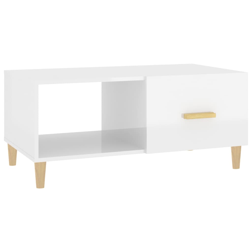 Coffee Table High Gloss White 89.5x50x40 cm Engineered Wood