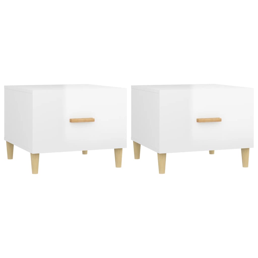 Coffee Tables 2 pcs High Gloss White 50x50x40 cm Engineered Wood