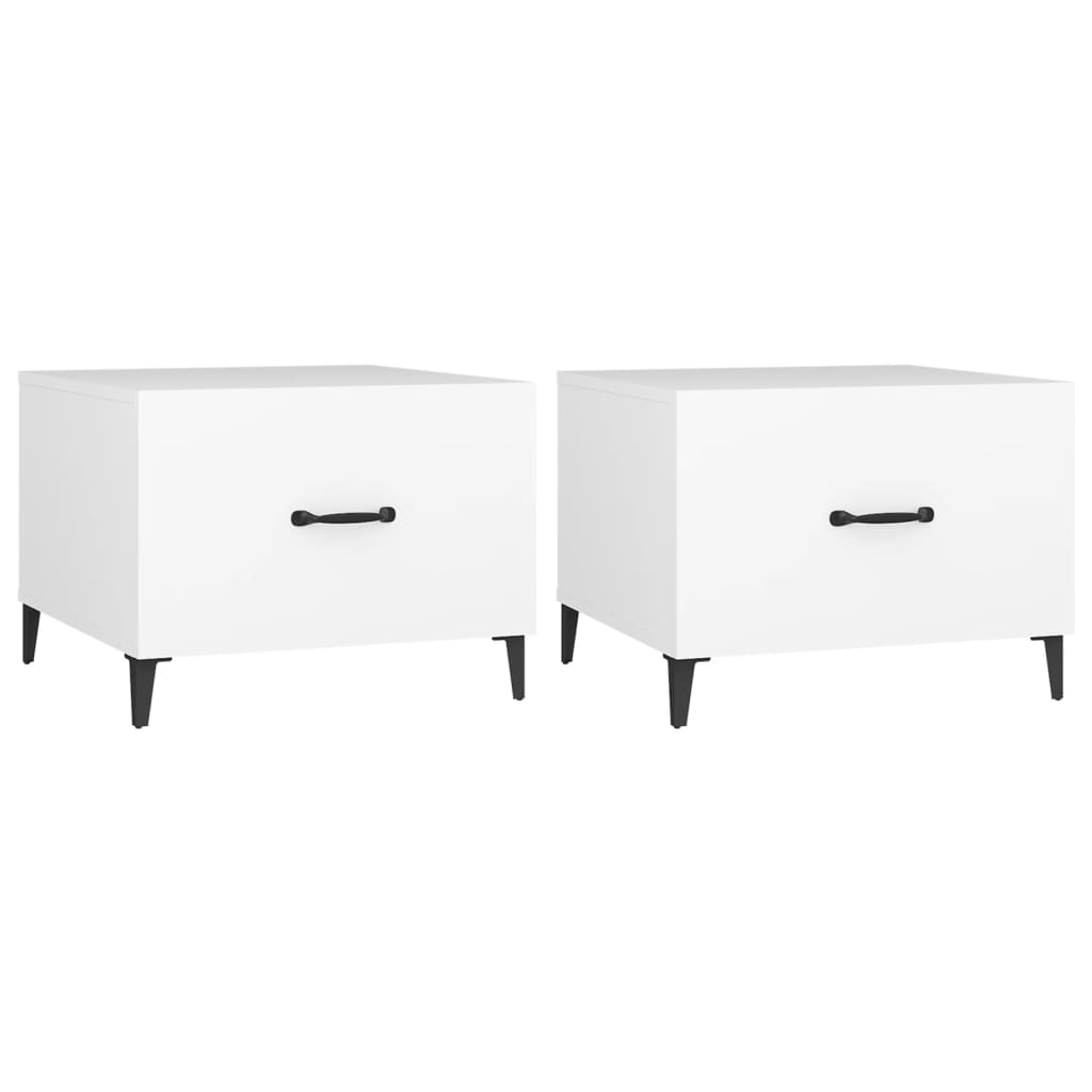 Coffee Table with Metal Legs 2 pcs White 50x50x40 cm