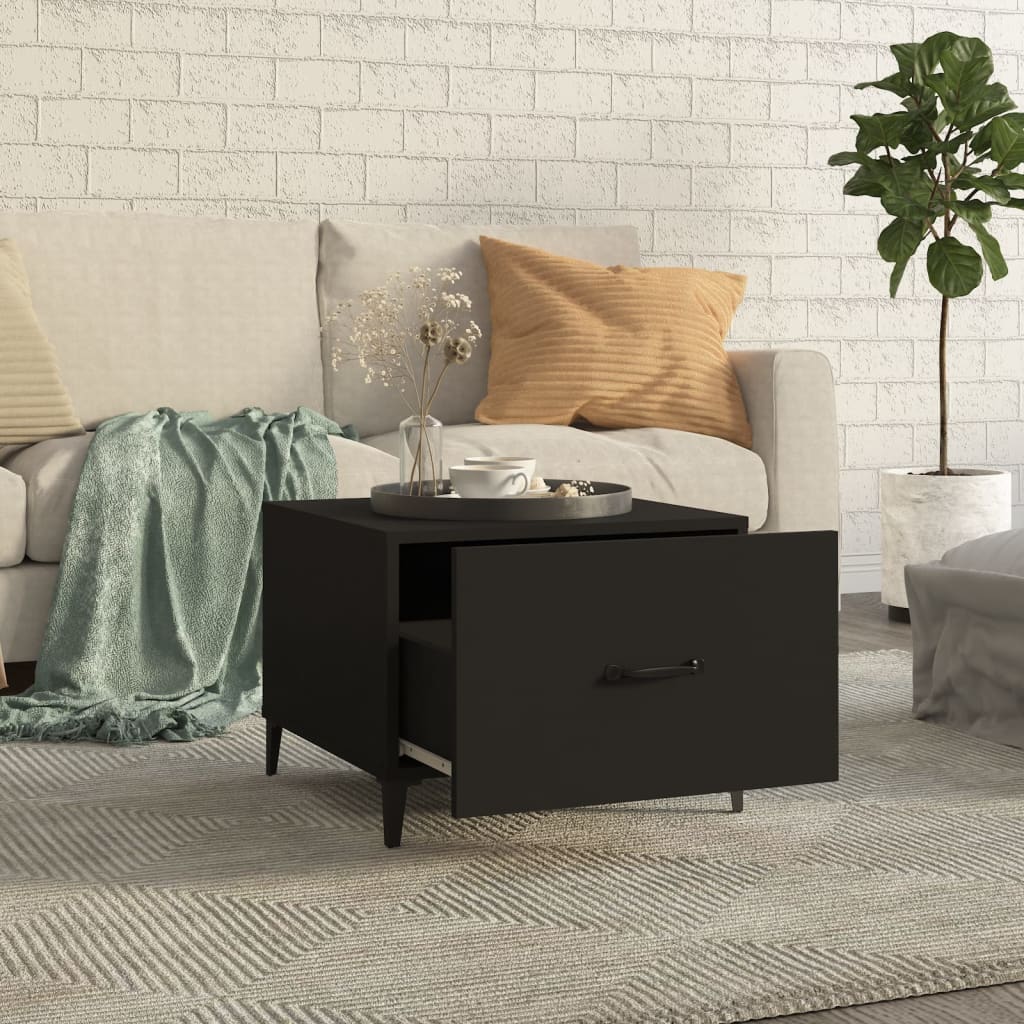 Coffee Table with Metal Legs 2 pcs Black 50x50x40 cm