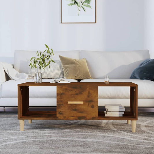 Coffee Table Smoked Oak 102x50x40 cm Engineered Wood