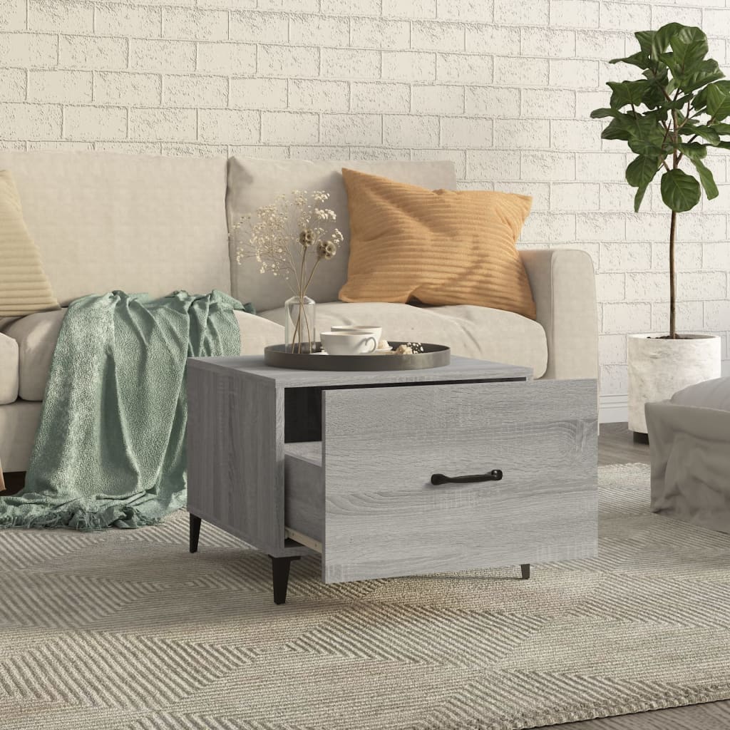 Coffee Tables with Metal Legs 2 pcs Grey Sonoma 50x50x40 cm