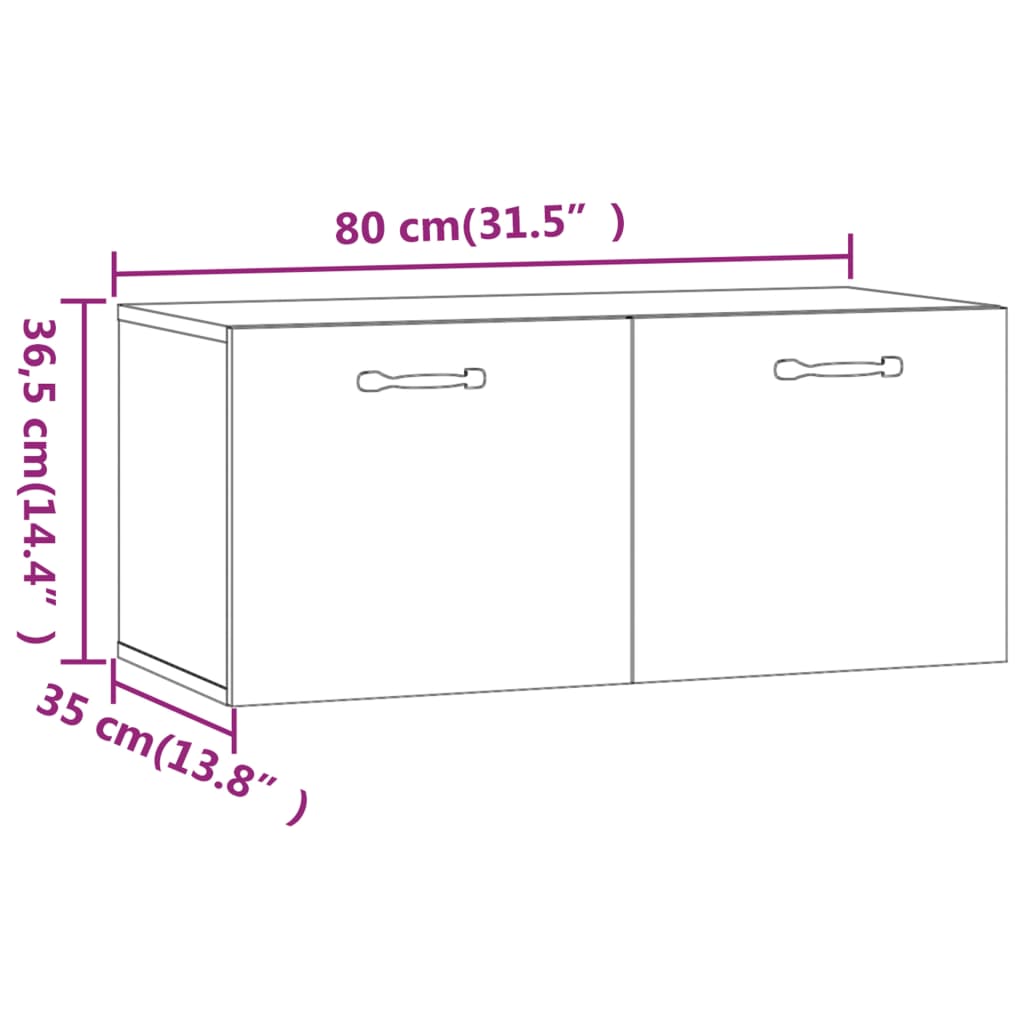 Wall Cabinet Smoked Oak 80x35x36.5 cm Engineered Wood