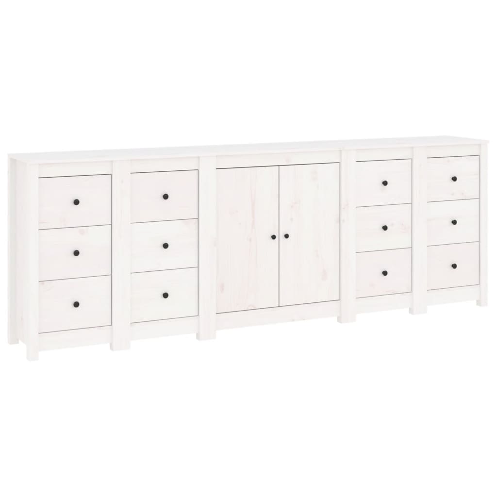 Sideboard White 230x35x80 cm Solid Wood Pine