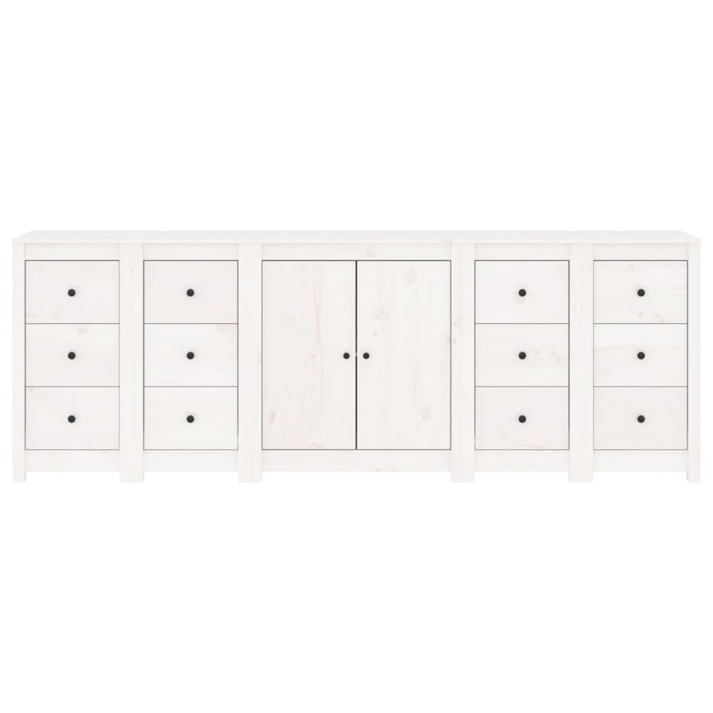 Sideboard White 230x35x80 cm Solid Wood Pine