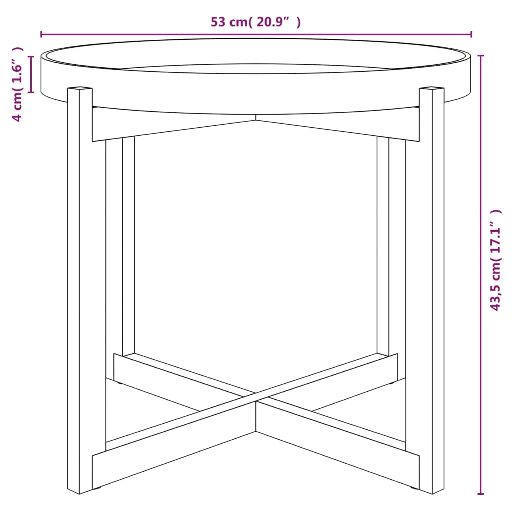 Coffee Table Grey 53x53x43.5cm Engineered Wood&Solid Wood Pine