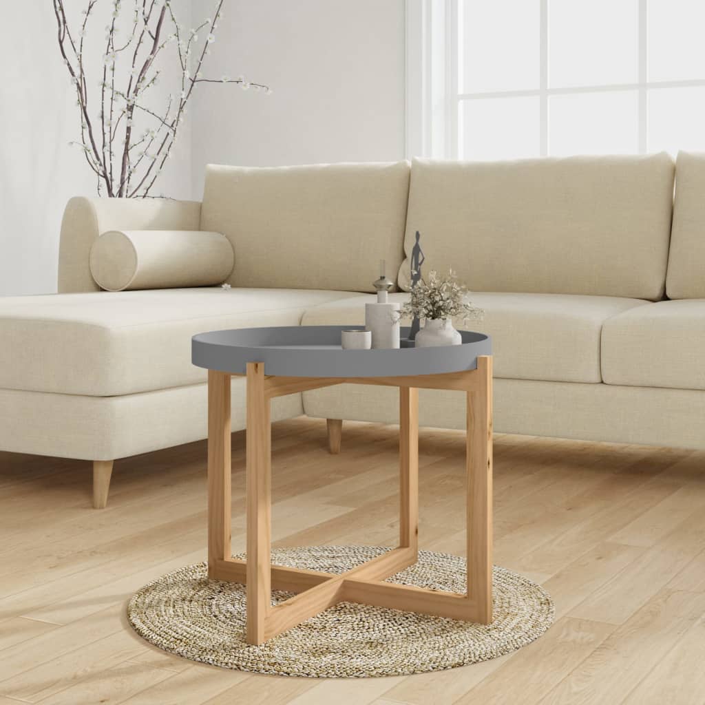 Coffee Table Grey 53x53x43.5cm Engineered Wood&Solid Wood Pine